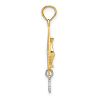10k Two-tone 3-D Graduation Cap w/Moveable Tassel Pendant-10C4019