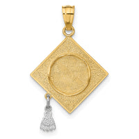 10k Two-tone 3-D Graduation Cap w/Moveable Tassel Pendant-10C4019