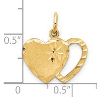 10k Solid Diamond-cut Double Heart Charm-10C402