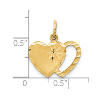 10k Solid Diamond-cut Double Heart Charm-10C402