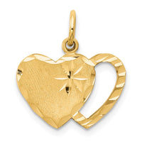 10k Solid Diamond-cut Double Heart Charm-10C402