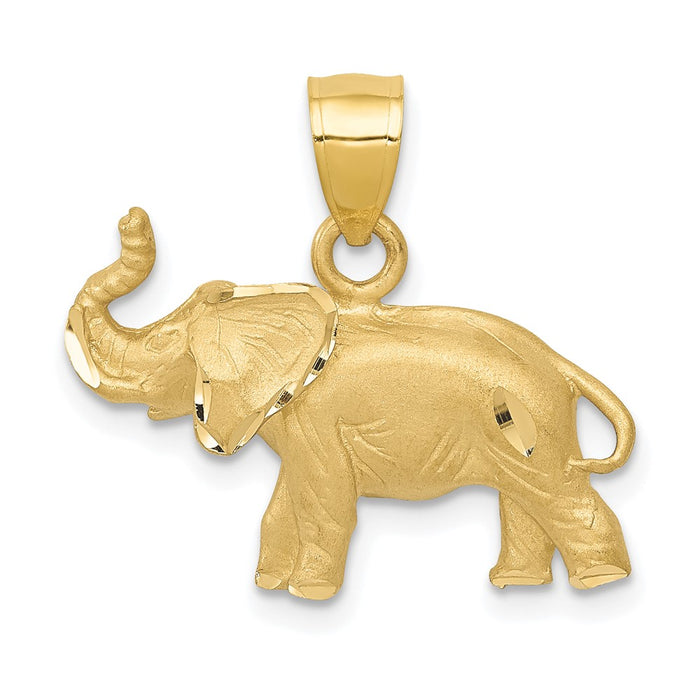 10K Diamond-cut Elephant Pendant-10C4066