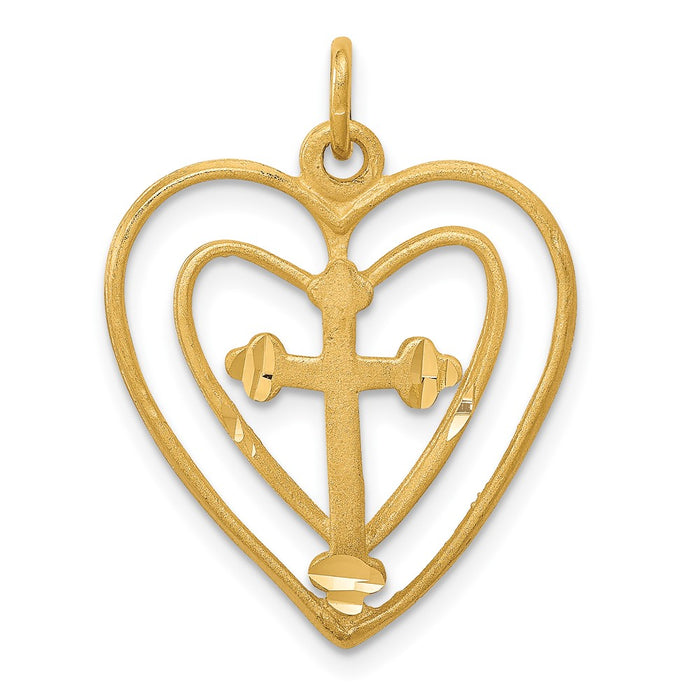 10k CROSS IN HEART CHARM-10C410