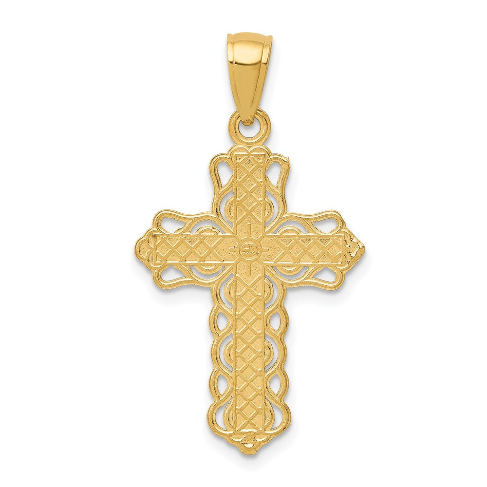 10K Lace Trim Cross Pendant-10C4184