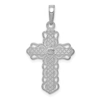 10k White Gold Lace Trim Cross Pendant-10C4184W