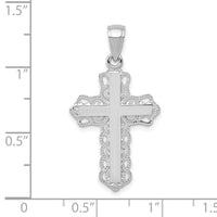 10k White Gold Lace Trim Cross Pendant-10C4184W