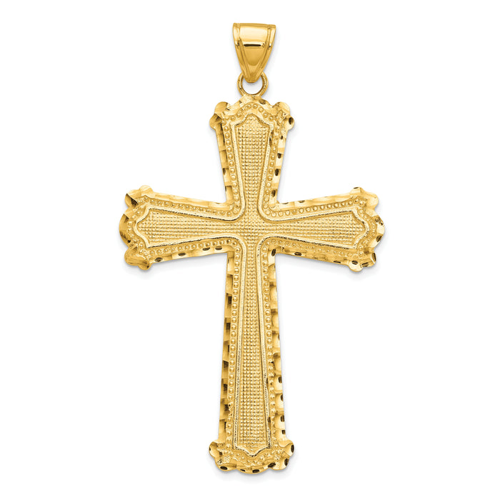 10K Diamond-cut Cross Pendant-10C4201