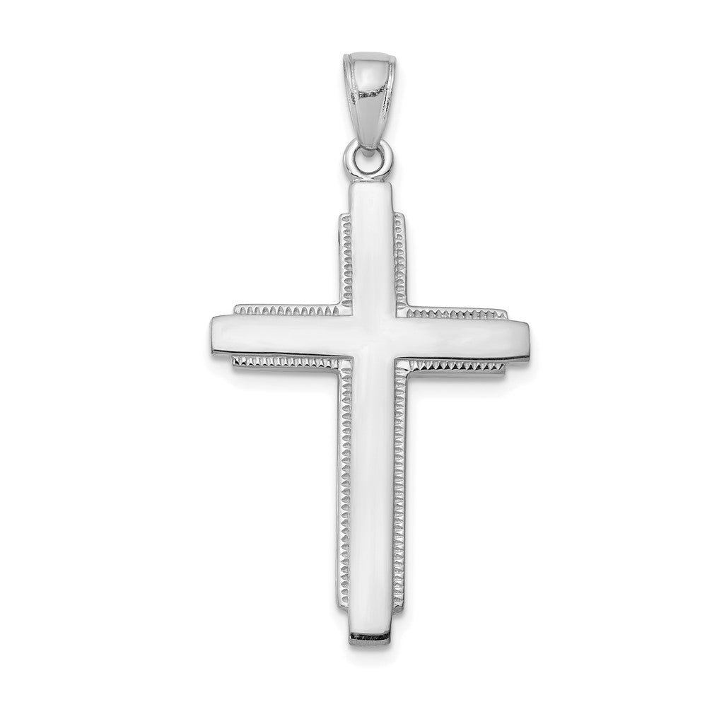 10K White Gold Solid Cross Pendant-10C4206W