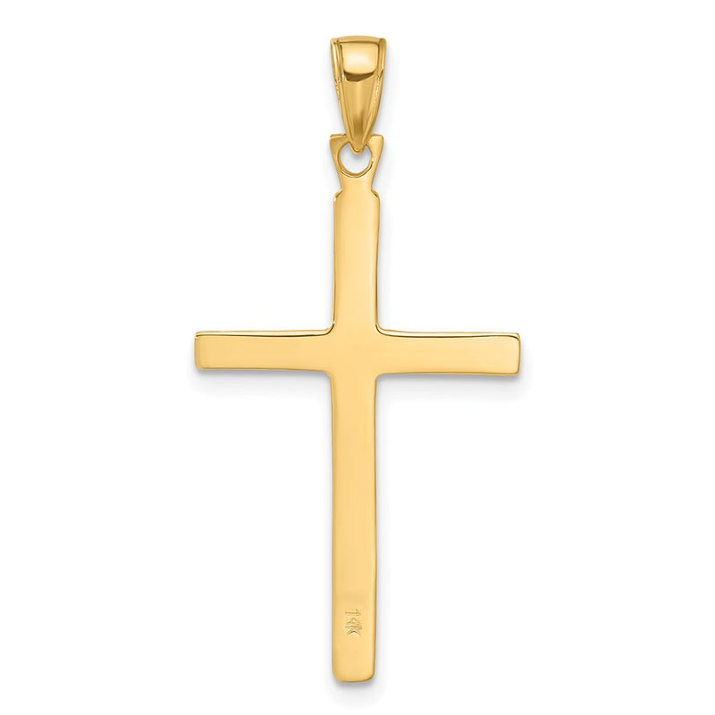 10K Polished Finish Accent Stick Cross Pendant-10C4219