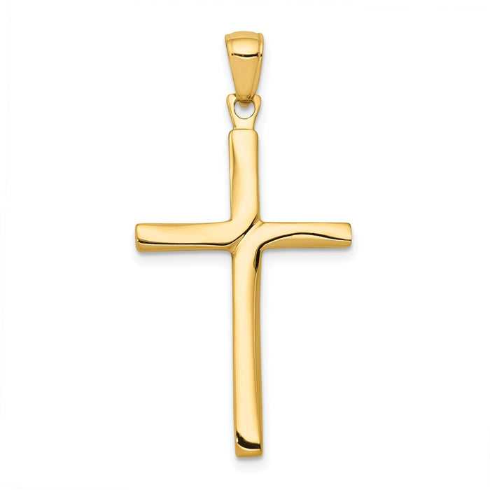 10K Polished Finish Accent Stick Cross Pendant-10C4219