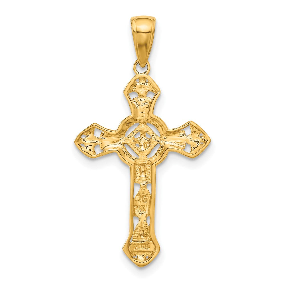 10K Stick Cross on Ornate Cross Pendant-10C4244