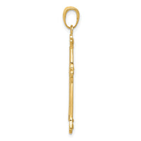 10K Two-tone Cross in Budded Yellow Cross Frame Pendant-10C4280