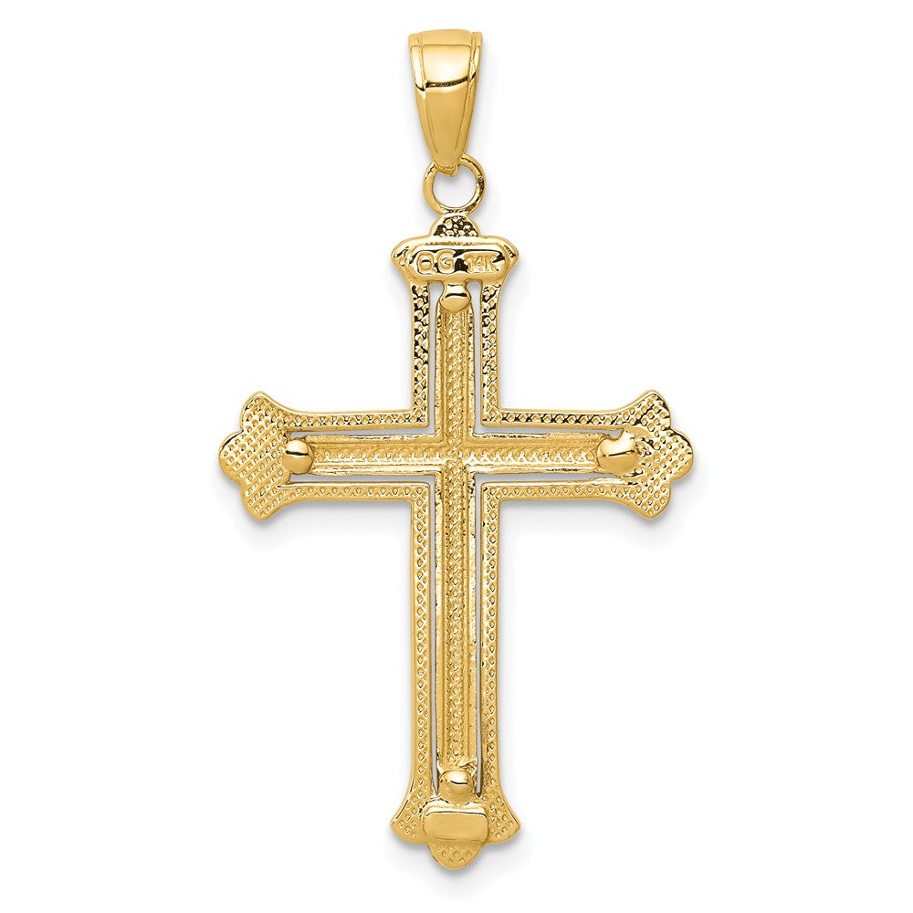 10K Two-tone Cross in Budded Yellow Cross Frame Pendant-10C4280