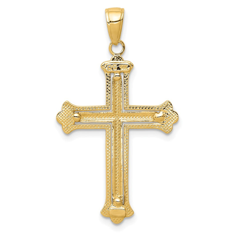 10K Two-tone Cross in Budded Yellow Cross Frame Pendant-10C4280