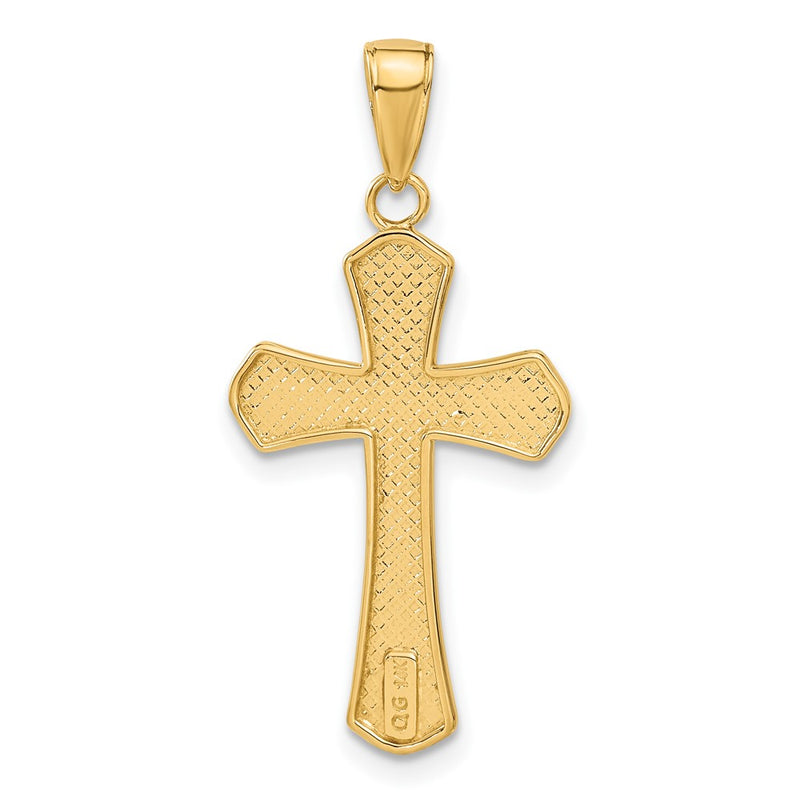 10K Diamond-cut Beveled Edges Cross Pendant-10C4290