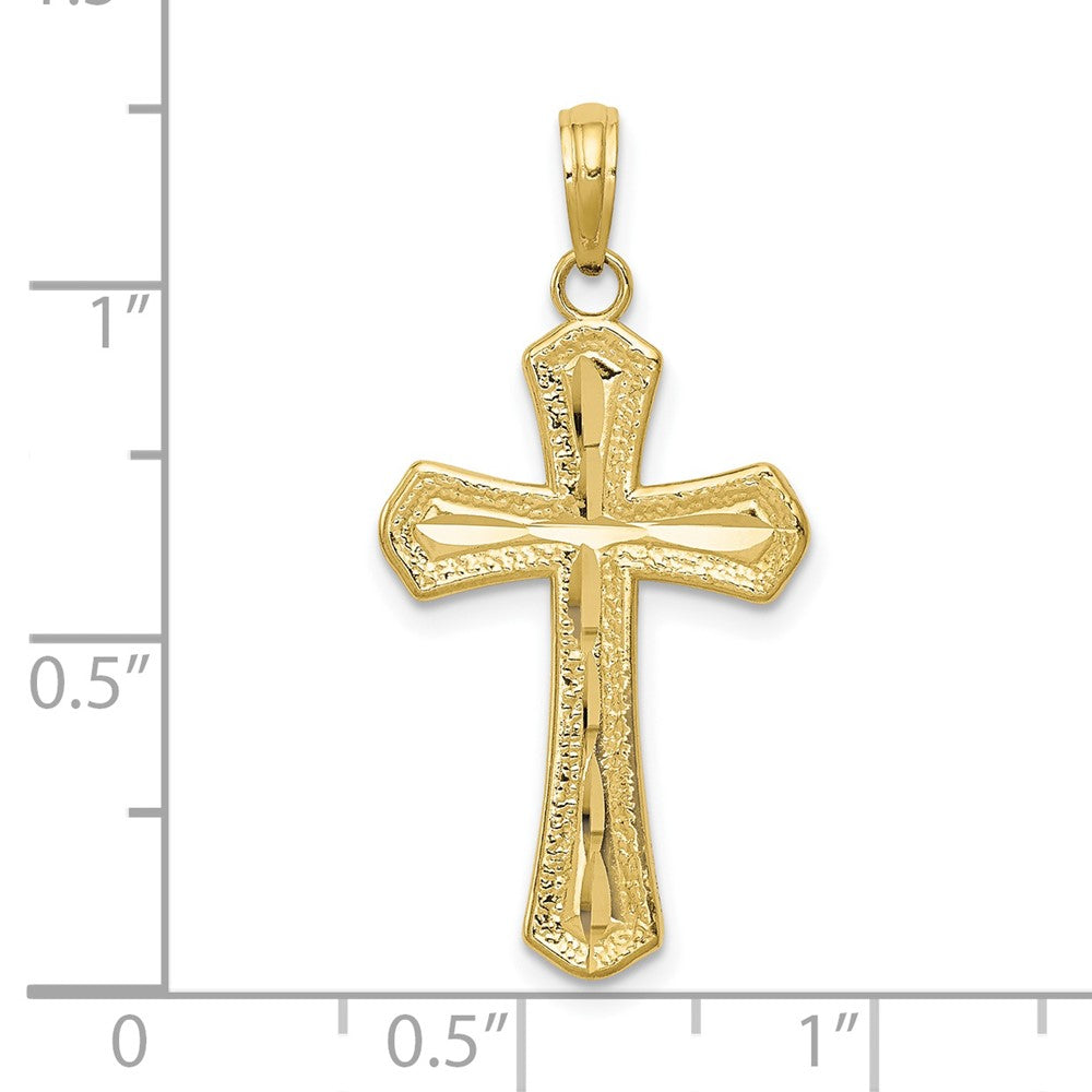 10K Diamond-cut Beveled Edges Cross Pendant-10C4290