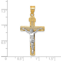 10K Two-tone D/C Large Block Lattice Cross w/Crucifix Pendant-10C4347