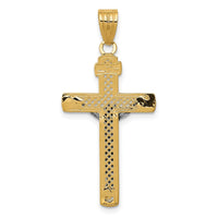 10K Two-tone D/C Medium Block Lattice Cross w/Crucifix Pendant-10C4348