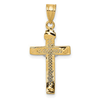 10K Two-tone D/C Small Block Lattice Cross w/Crucifix Pendant-10C4349