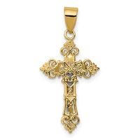 10K Two-tone Small Lacey-edged INRI Crucifix Pendant-10C4386