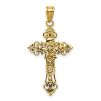 10K Two-tone Medium Lacey-edged INRI Crucifix Pendant-10C4387