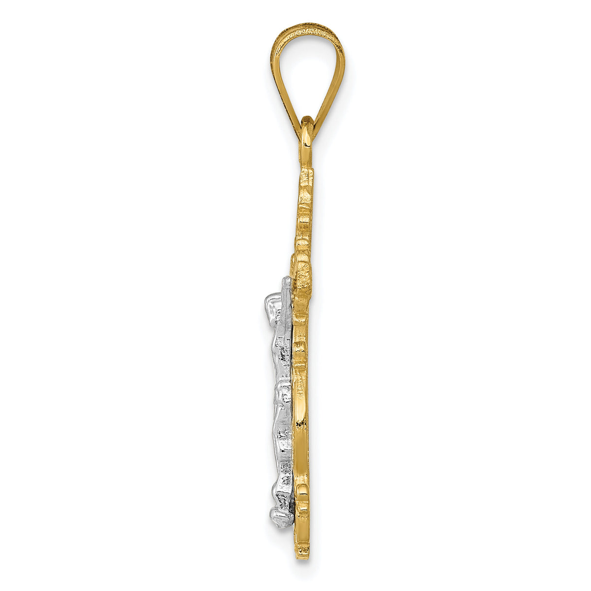 10K Two-tone Small Narrow Cross w/Crucifix Pendant-10C4395