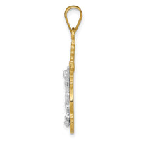 10K Two-tone Small Narrow Cross w/Crucifix Pendant-10C4395