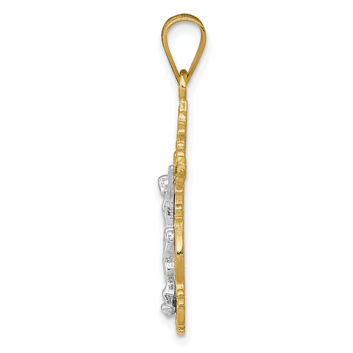 10K Two-tone Small Narrow Cross w/Crucifix Pendant-10C4395