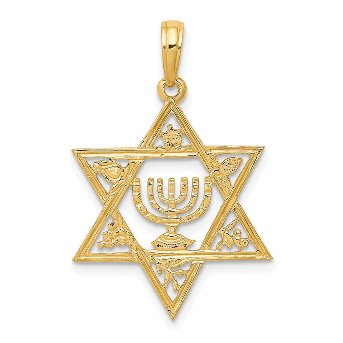 10K Star of David w/Menorah Pendant-10C4452