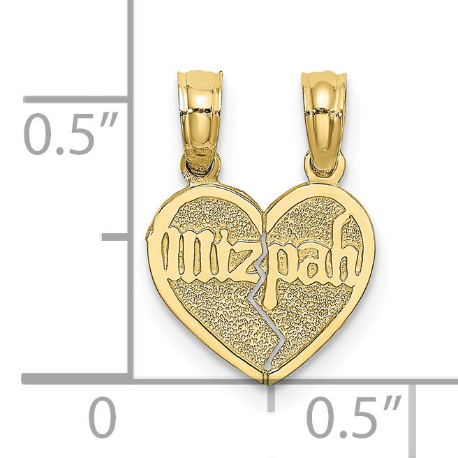 10K Reversible Break apart Mizpah Heart Pendant-10C4456