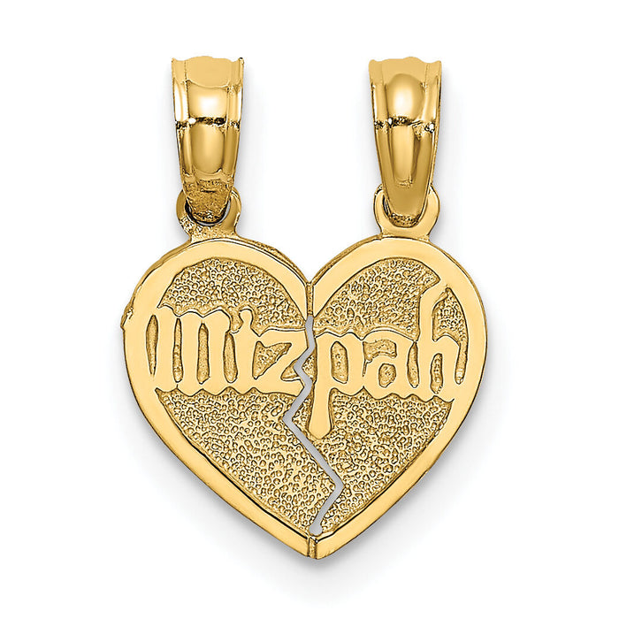 10K Reversible Break apart Mizpah Heart Pendant-10C4456