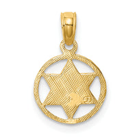 10K Star of David in Circle Frame Pendant-10C4458
