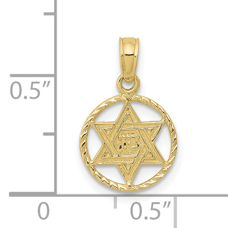 10K Star of David in Circle Frame Pendant-10C4458