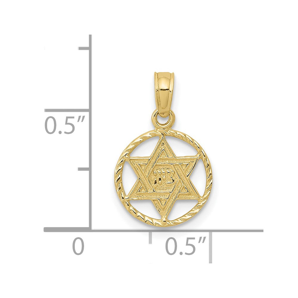 10K Star of David in Circle Frame Pendant-10C4458