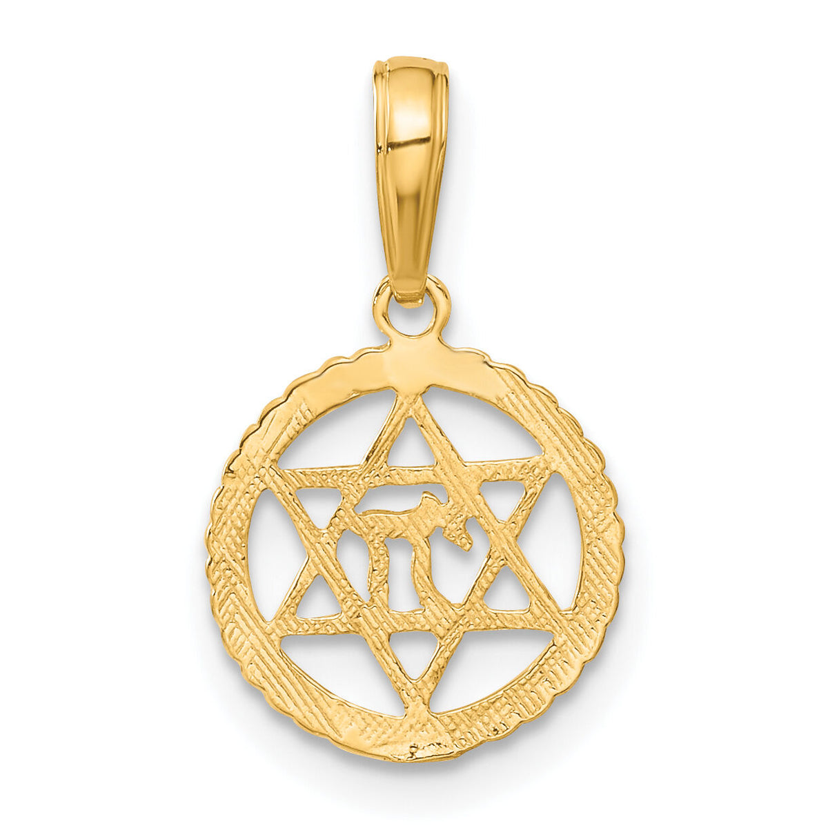 10K Star Of David And Chai In Circle Pendant-10C4459