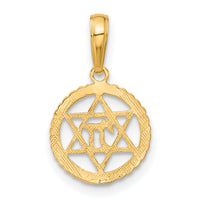 10K Star Of David And Chai In Circle Pendant-10C4459