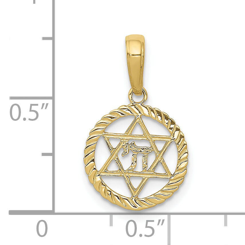 10K Star Of David And Chai In Circle Pendant-10C4459