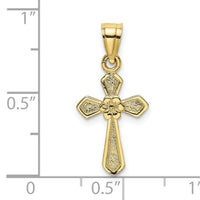 10K Small Cross w/Flower Charm-10C4470