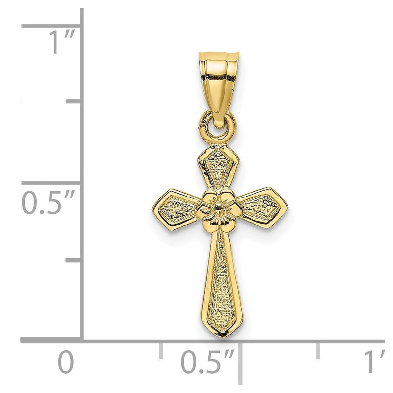 10K Small Cross w/Flower Charm-10C4470