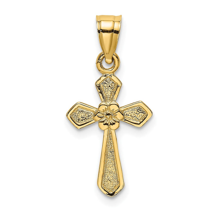 10K Small Cross w/Flower Charm-10C4470