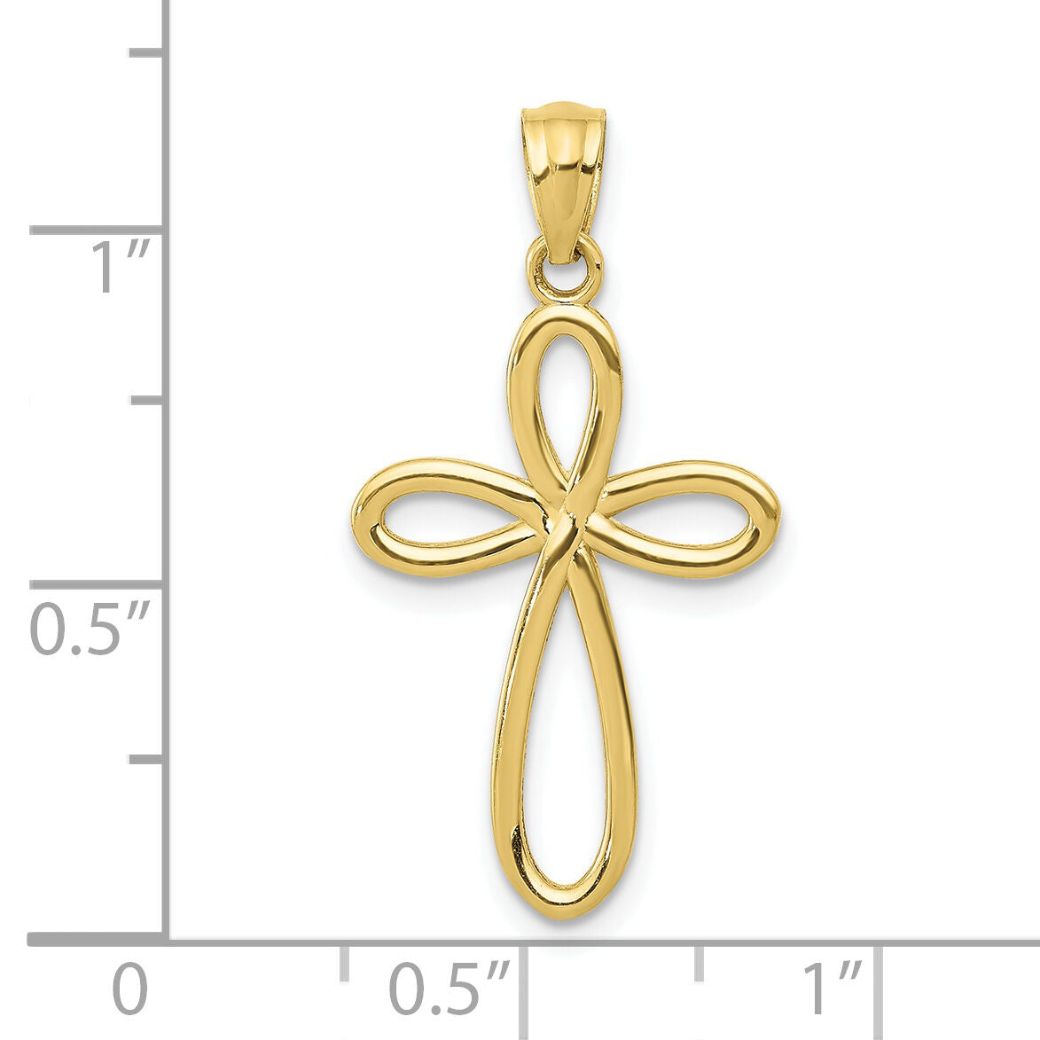 10k Yellow Gold Ribbon Cross Pendant-10C4508