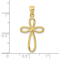 10k Yellow Gold Ribbon Cross Pendant-10C4508