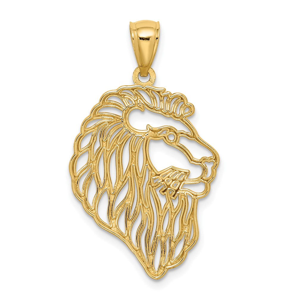 10K Diamond-Cut Lion Profile Pendant-10C4581