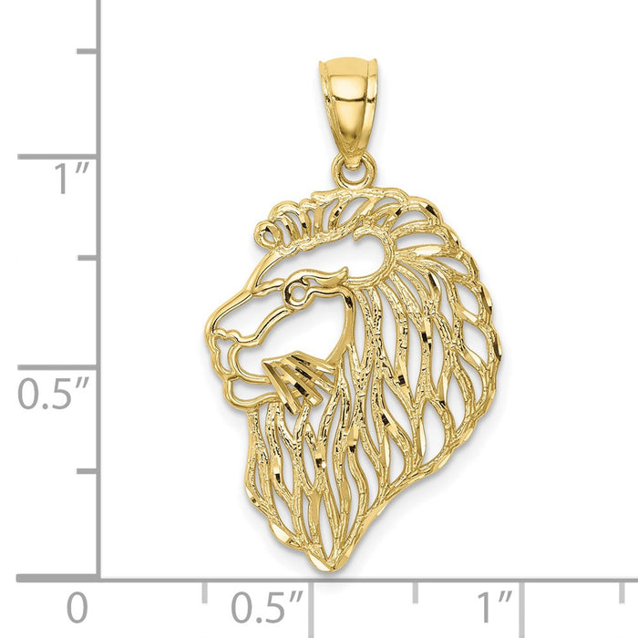 10K Diamond-Cut Lion Profile Pendant-10C4581