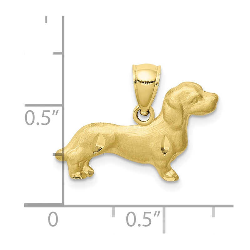 10K Diamond-cut Dachshund Pendant-10C4735