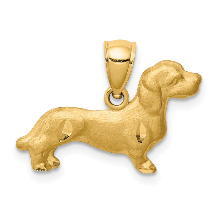 10K Diamond-cut Dachshund Pendant-10C4735