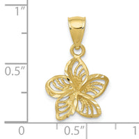 10k Polished and D/C Beaded Plumeria Flower Charm-10C4825