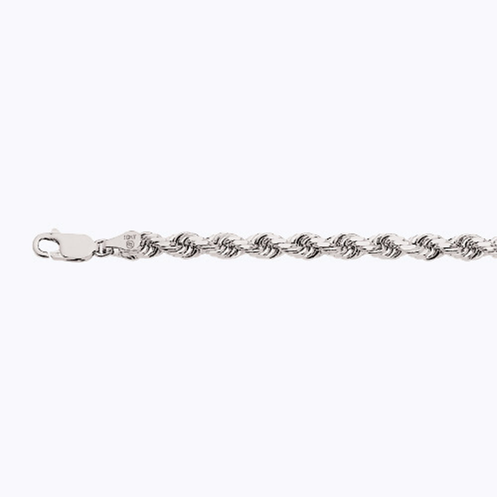 10K 5MM WHITE GOLD SOLID DC ROPE 7.5" CHAIN BRACELET (AVAILABLE IN LENGTHS 7" - 30")