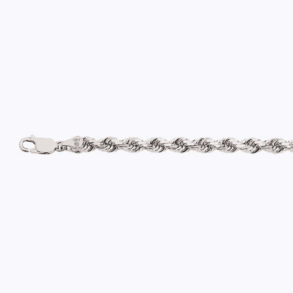 14K 5MM WHITE GOLD SOLID DC ROPE 30" CHAIN NECKLACE (AVAILABLE IN LENGTHS 7" - 30")