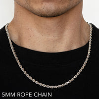 14K 5MM WHITE GOLD SOLID DC ROPE 26" CHAIN NECKLACE (AVAILABLE IN LENGTHS 7" - 30")